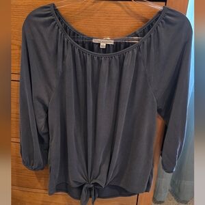 Green Envelope Slate Gray-Green Tie-Front Blouse, S, Worn Once